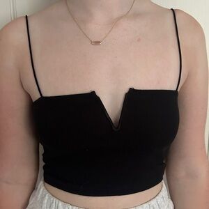 Cute Black Cropped Tank Top